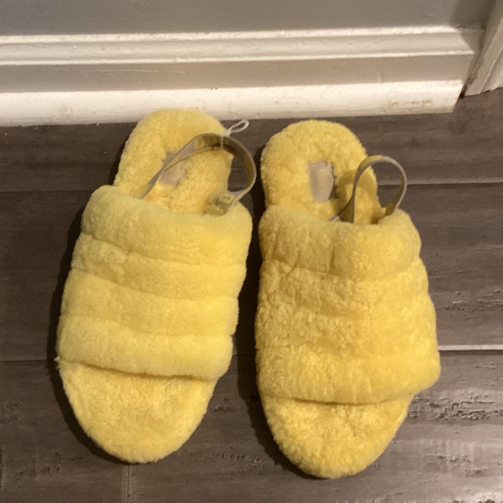 UGG Yellow Fuzzy Slippers